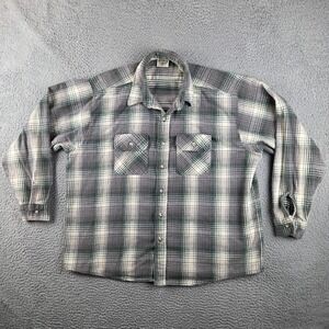 Vintage 5 Five Brother Checkered Plaid Button Up Flannel Shirt Mens 2XL Gray